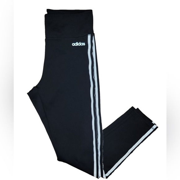 Adidas Black Leggings with Logo Detail Striped leg - Picture 1 of 3